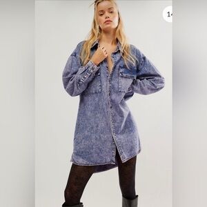 One Teaspoon Nixie Purple Rain Free People oversized shirt dress- flaw